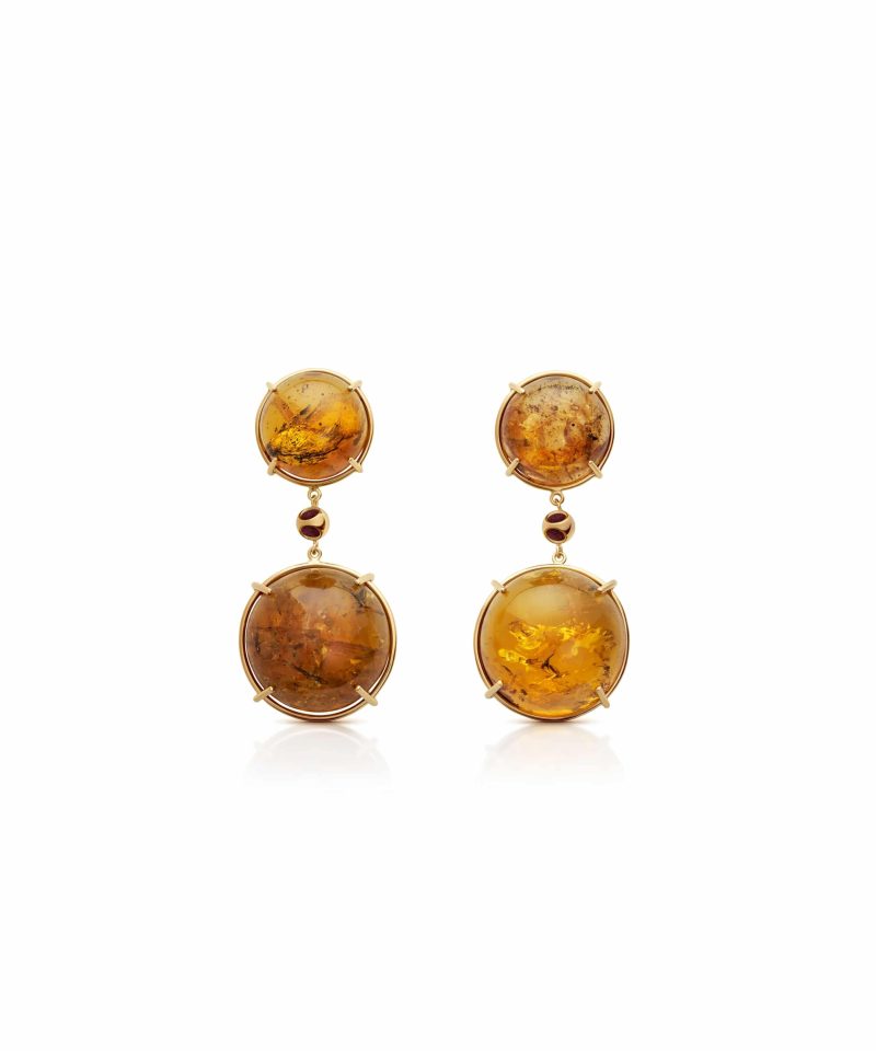 Cauni Amber Earrings in 925 sterling silver with 18k gold plating and Blazing Burgundy accents
