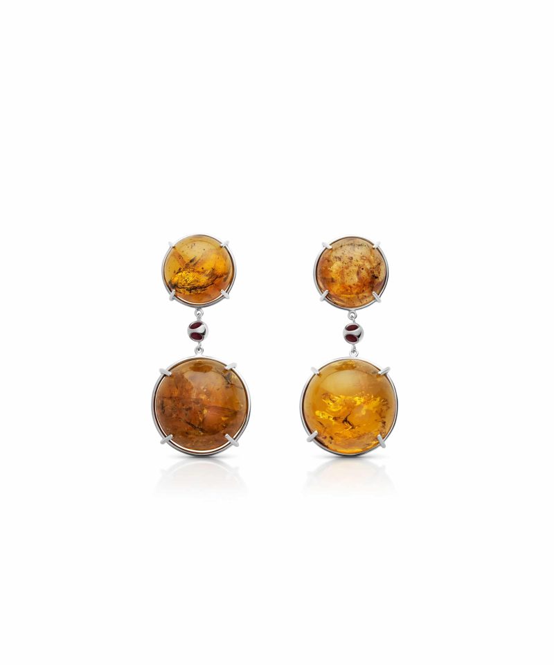 Cauni Amber Earrings in 925 sterling silver with platinum plating and Blazing Burgundy accents