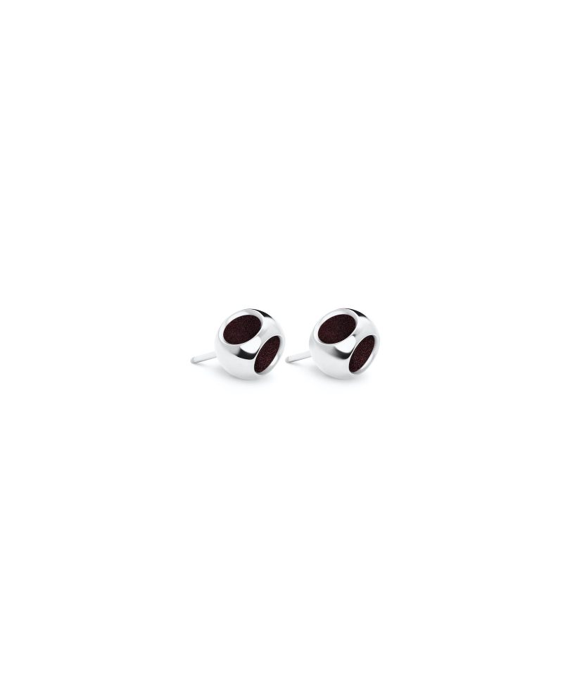 Minute Detail Earrings in 925 sterling silver with platinum plating and burgundy microfiber