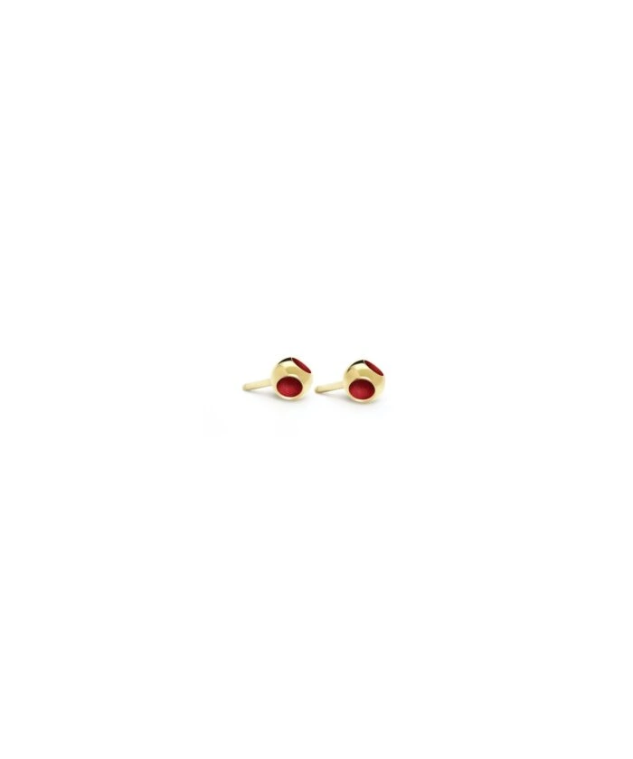 Stylish gold and red stud earrings for women and fashion accessories. Perfect for any occasion.