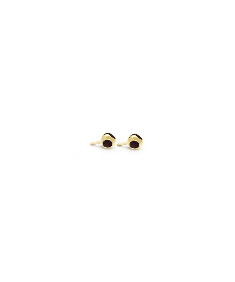 Teeny Touch Earrings in 925 sterling silver with 18k gold plating and burgundy microfiber