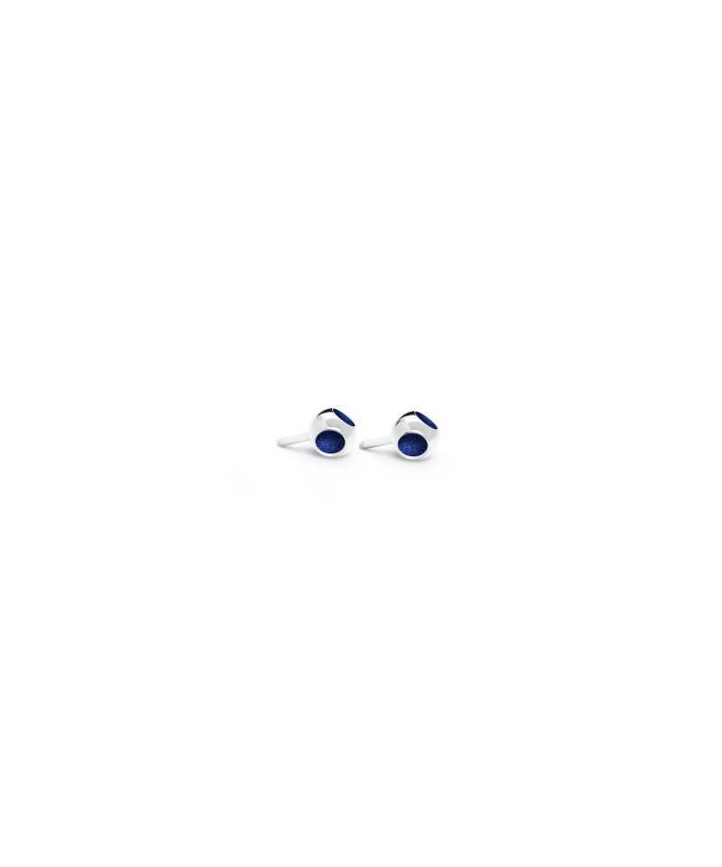 Teeny Touch Earrings in 925 sterling silver with platinum plating and blue microfiber