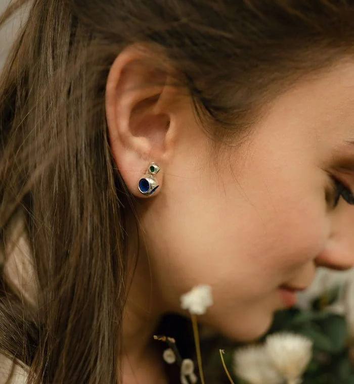 Elegant tiny stud earrings with colorful gemstones, perfect for everyday wear.