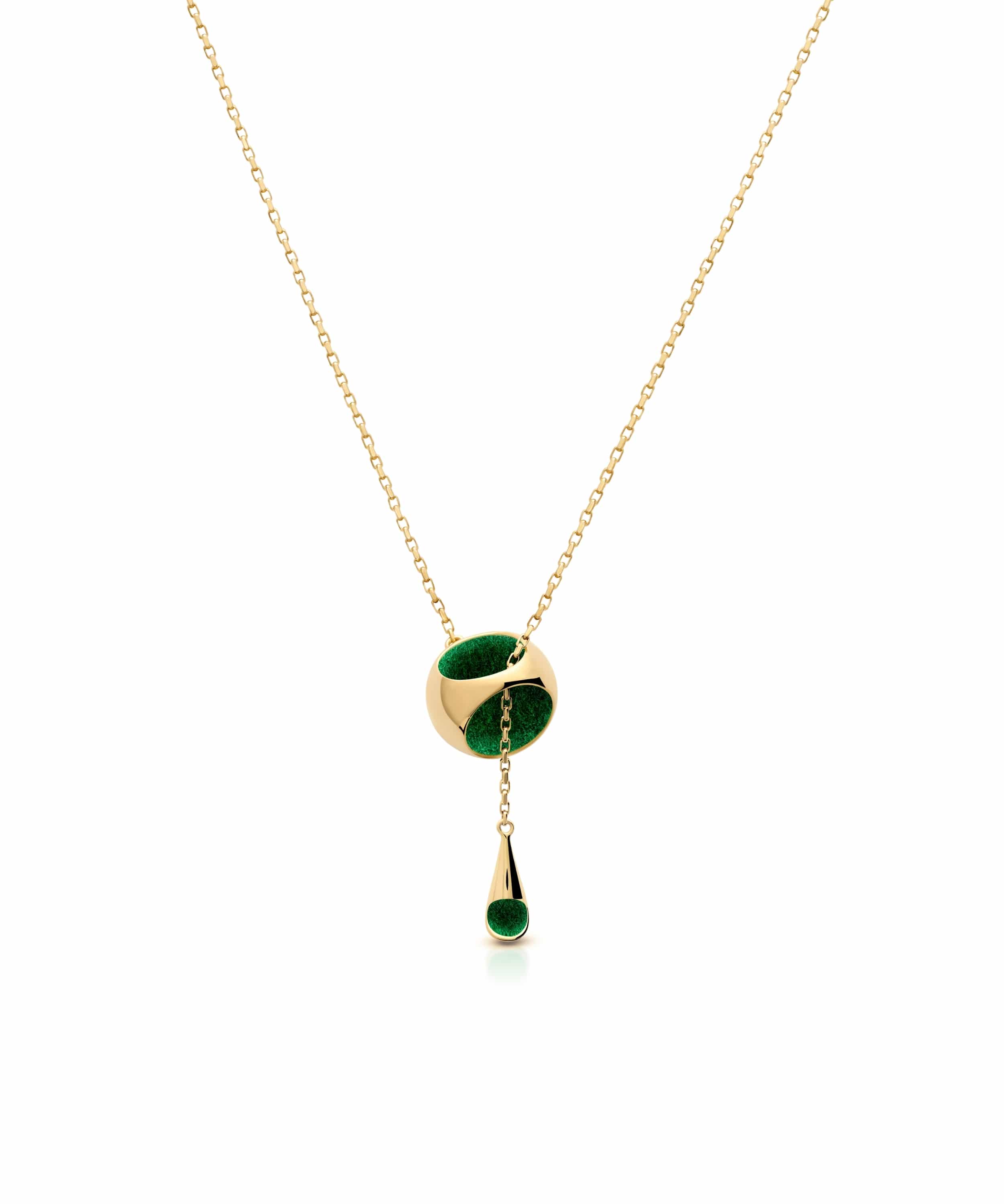 MVHUR-B1-GJG- Knot T-Necklace-Gold Jazzy Green Knot T-Necklace - Image 1