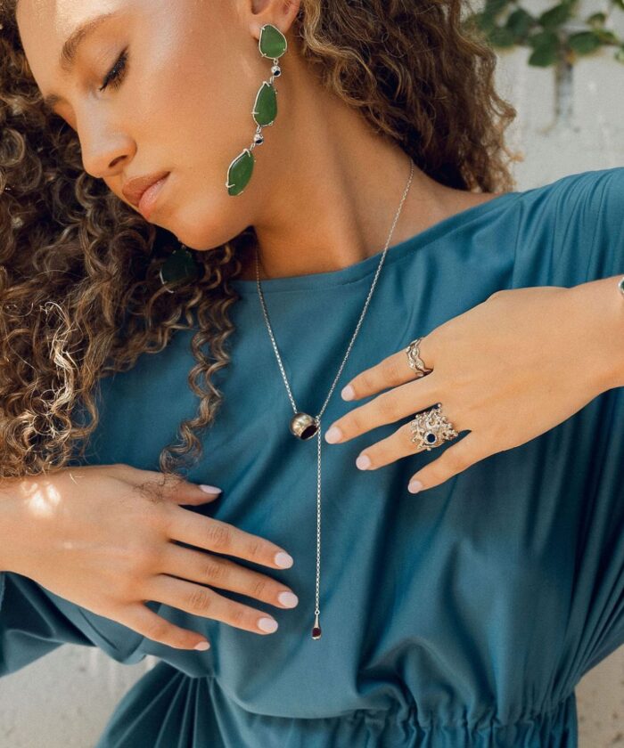 Elegant green gemstone jewelry for women.