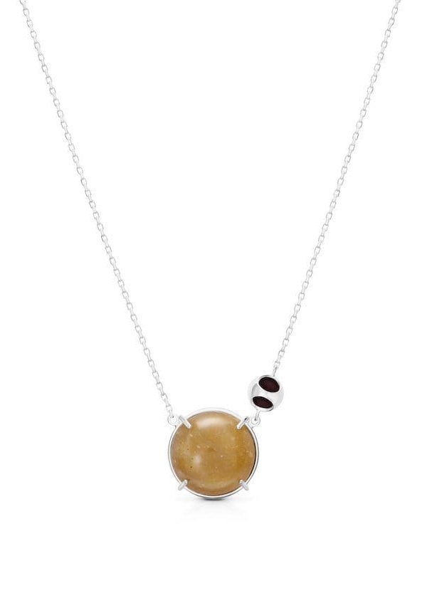 Minute Moonstone Pendant in 925 sterling silver with platinum plating and Blazing Burgundy accents