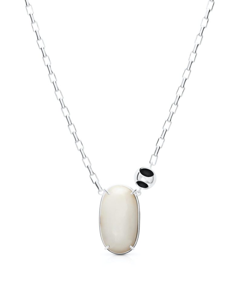 Petite Moonstone Fancy Oval Chain in 925 sterling silver with platinum plating and Thorne Black accents