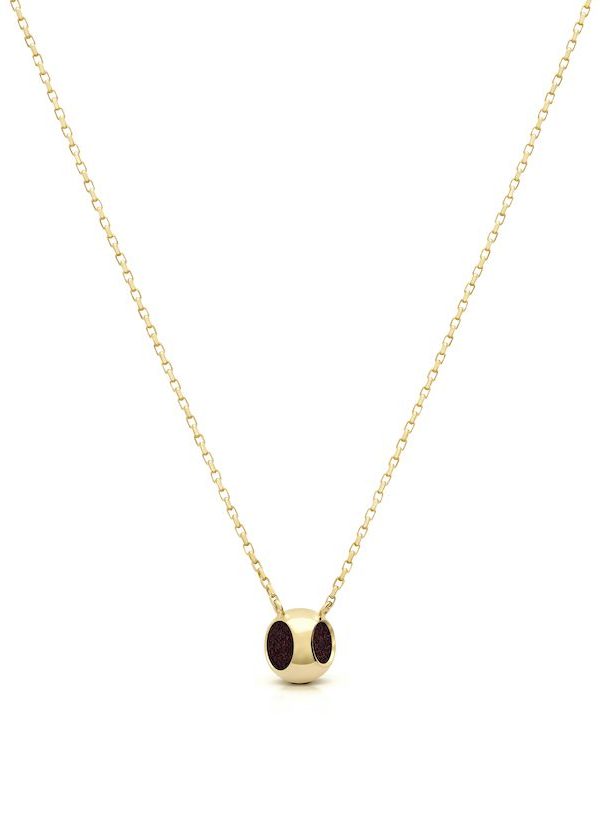 Petite Pendant Necklace in 925 sterling silver with 18k gold plating and burgundy microfiber