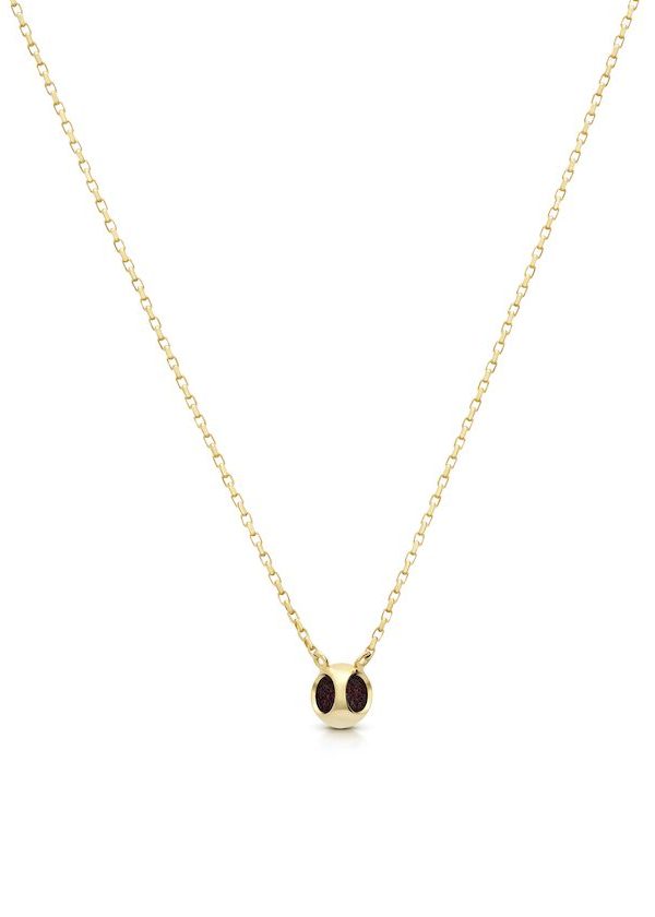 Minute Pendant Necklace in 925 sterling silver with 18k gold plating and burgundy microfiber