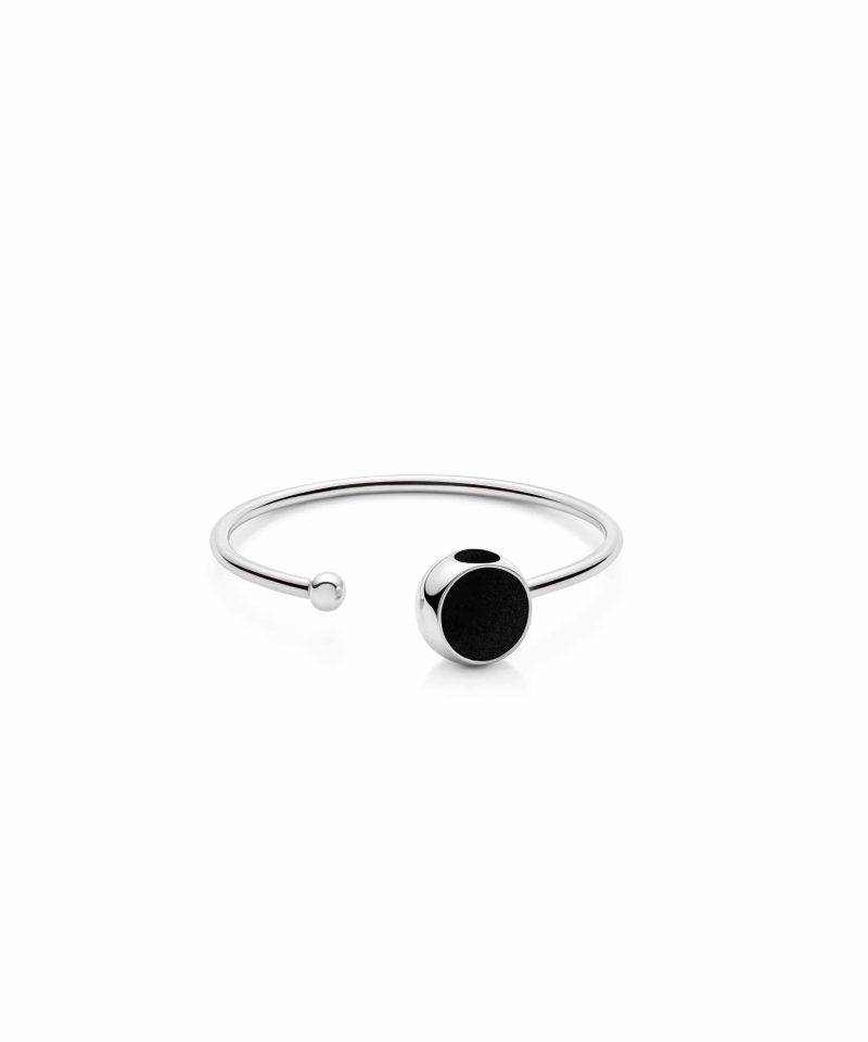 Sole Bangle in 925 sterling silver with platinum plating and black microfiber