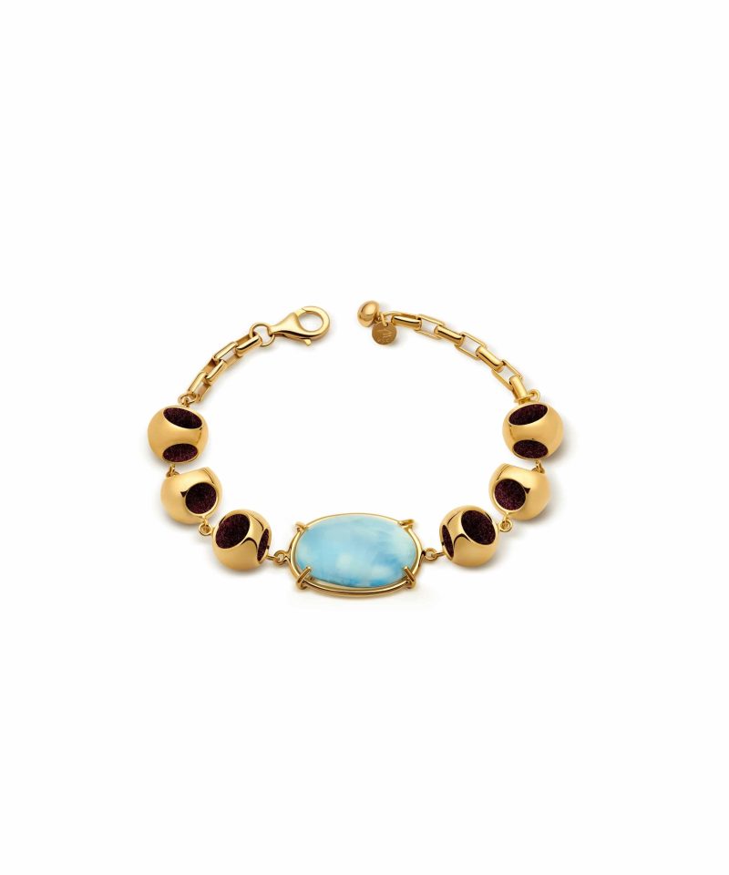 Infinity Petite Larimar Bracelet in 925 sterling silver with 18k gold plating and Blazing Burgundy accents