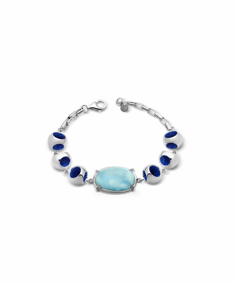 Infinity Petite Larimar Bracelet in 925 sterling silver with platinum plating and blue microfiber