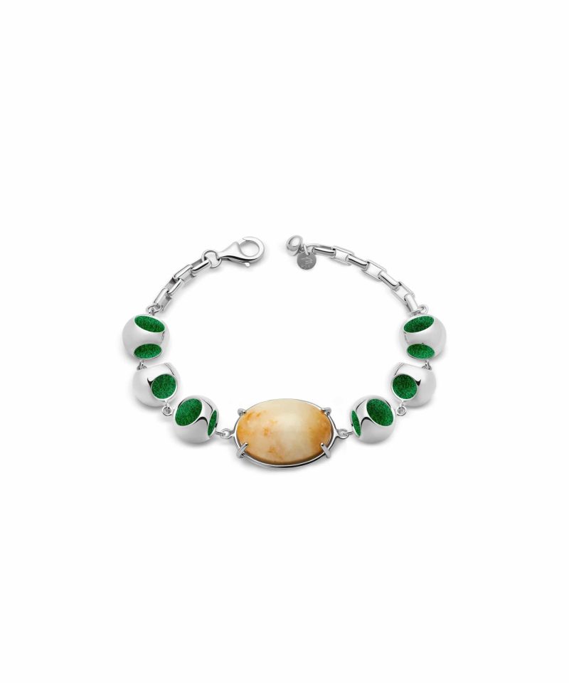 Infinity Petite Moonstone Bracelet in 925 sterling silver with platinum plating and Jazzy Green accents