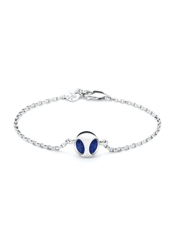 Minute Bracelet in 925 sterling silver with platinum plating and blue microfiber