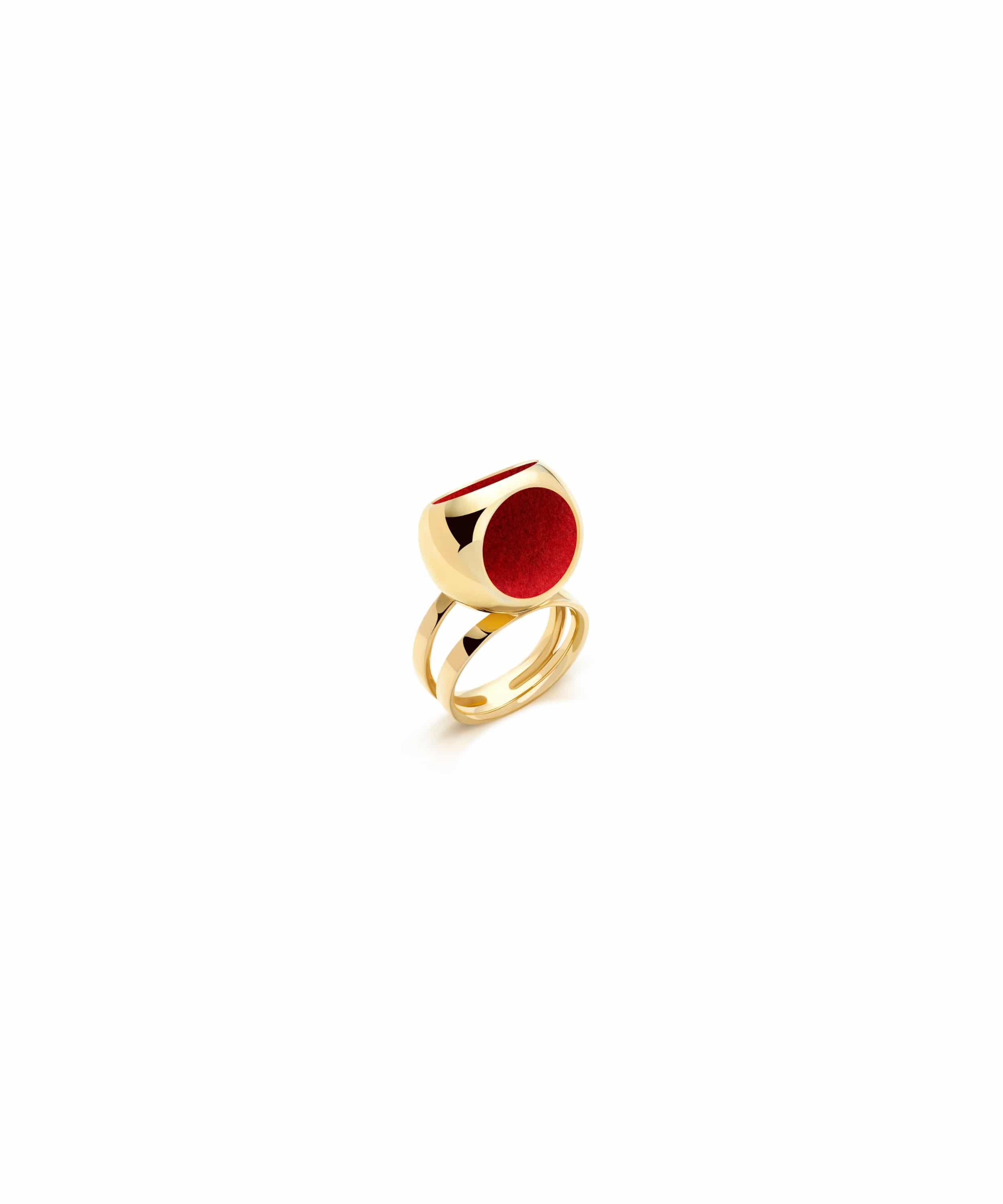 MVHUR-D2-GDR-Double Band Ring-Gold Dote Red Double Band Ring - Imagen 1
