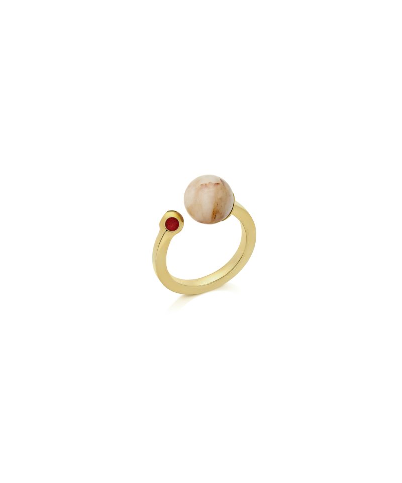 Teeny Moonstone Ring in 925 sterling silver with 18k gold plating