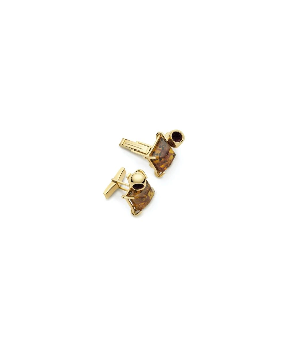 Gold and amber cufflinks with a sophisticated, elegant design. Perfect accessory for men's formal wear.