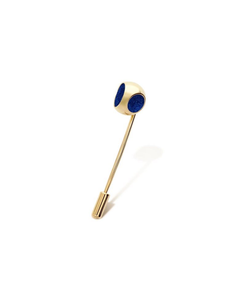 Petite Pin in 925 sterling silver with 18k gold plating and blue microfiber