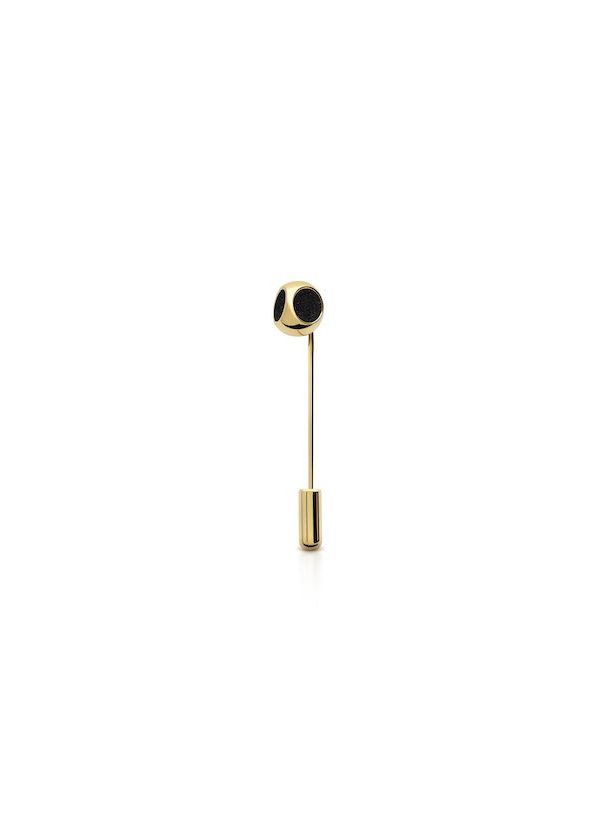 Minute Pin in 925 sterling silver with 18k gold plating and black microfiber