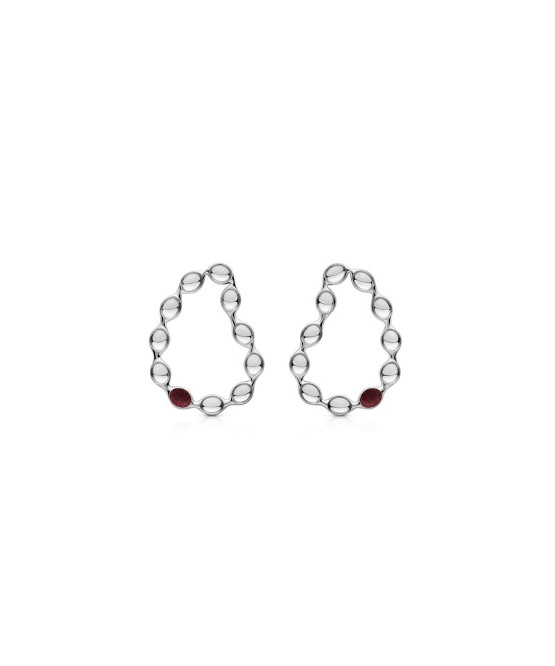 Whimsical Earrings in 925 sterling silver with platinum plating and burgundy microfiber