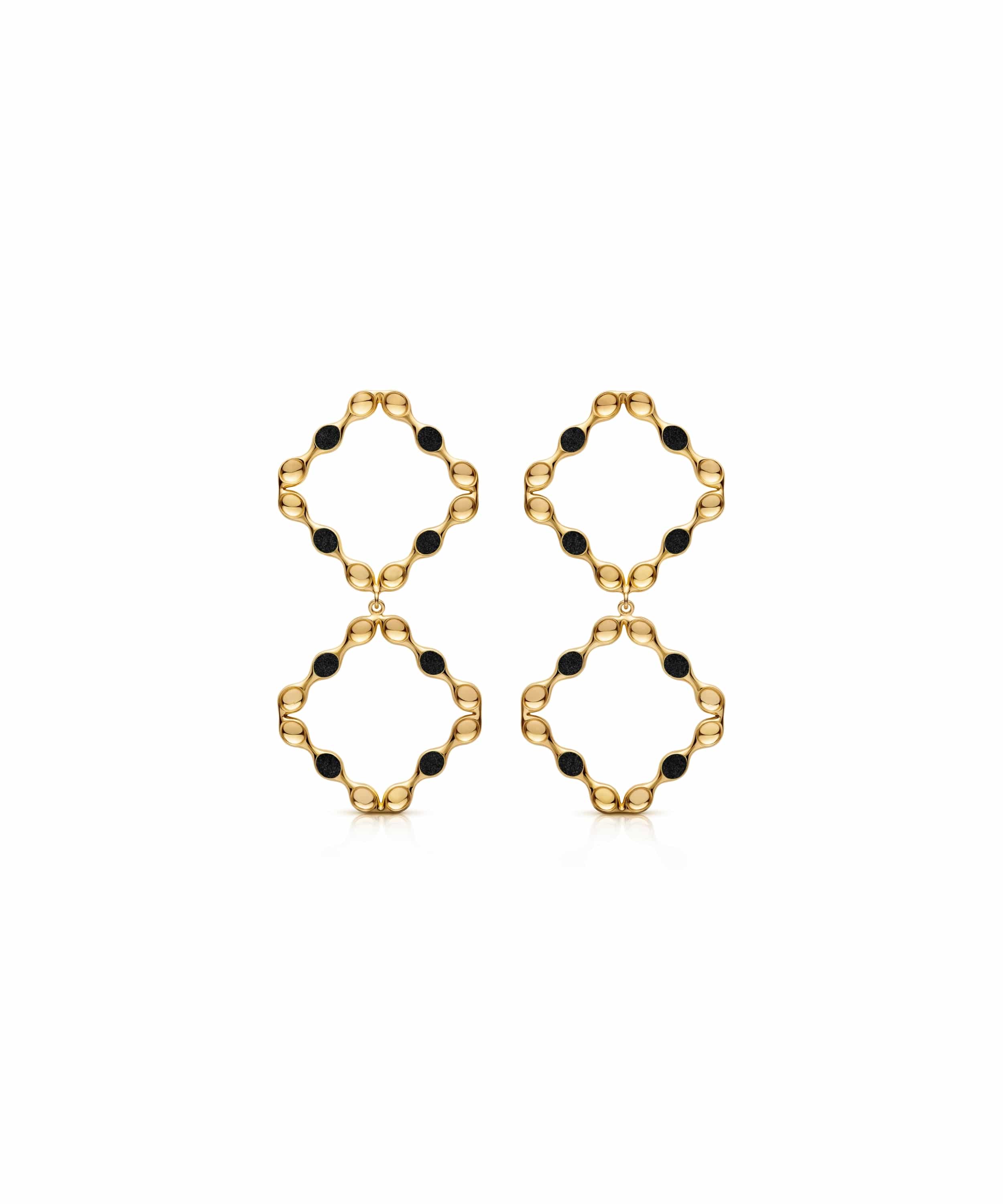 MVIZE-A2-GTB-Beuo-Mirror-Earrings-Gold-Throne-Black Mirror Earrings - Image 1