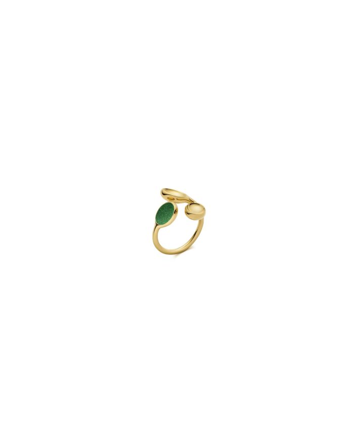 Elegant gold ring with green accent, modern jewelry piece for style.