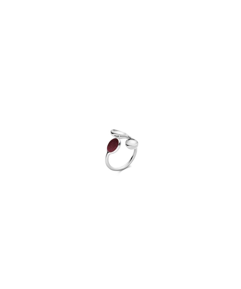 Trilogy Slim Ring in 925 sterling silver with platinum plating and burgundy microfiber