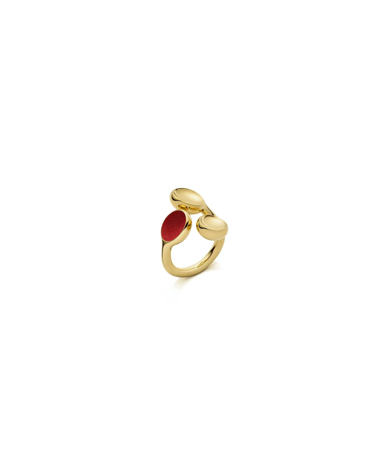 Anillo Trilogy Maxi Elegant gold ring with red enamel accents, perfect for stylish occasions.