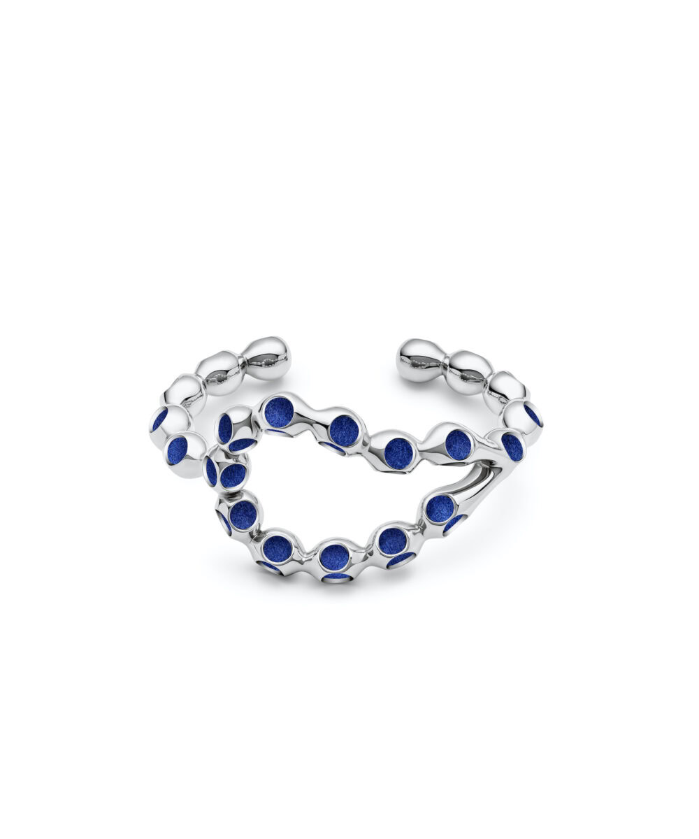 Stylish blue beaded cuff bracelet, versatile jewelry accessory for modern fashion.