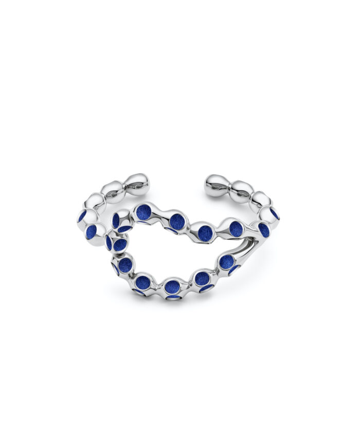 Stylish blue beaded cuff bracelet, versatile jewelry accessory for modern fashion.