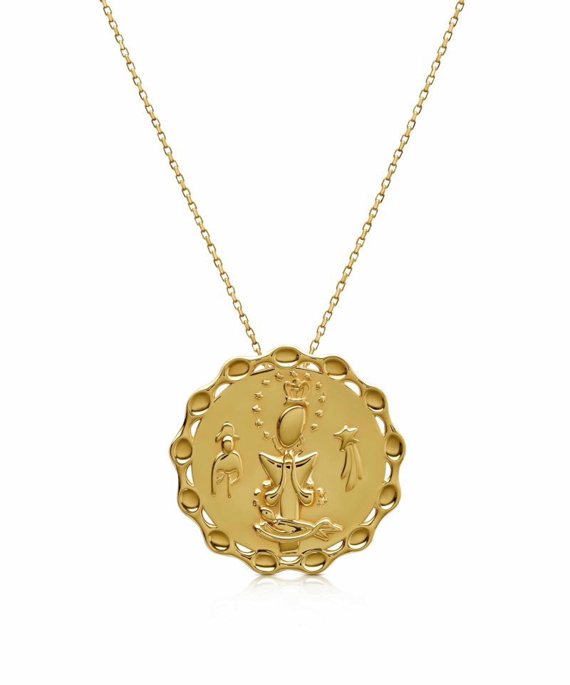 Medalla de La Altagracia Pendant in 925 sterling silver with 18k gold plating