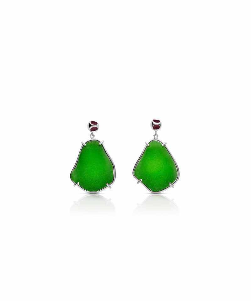 Seaglass Shore Earrings in 925 sterling silver with platinum plating and Blazing Burgundy accents