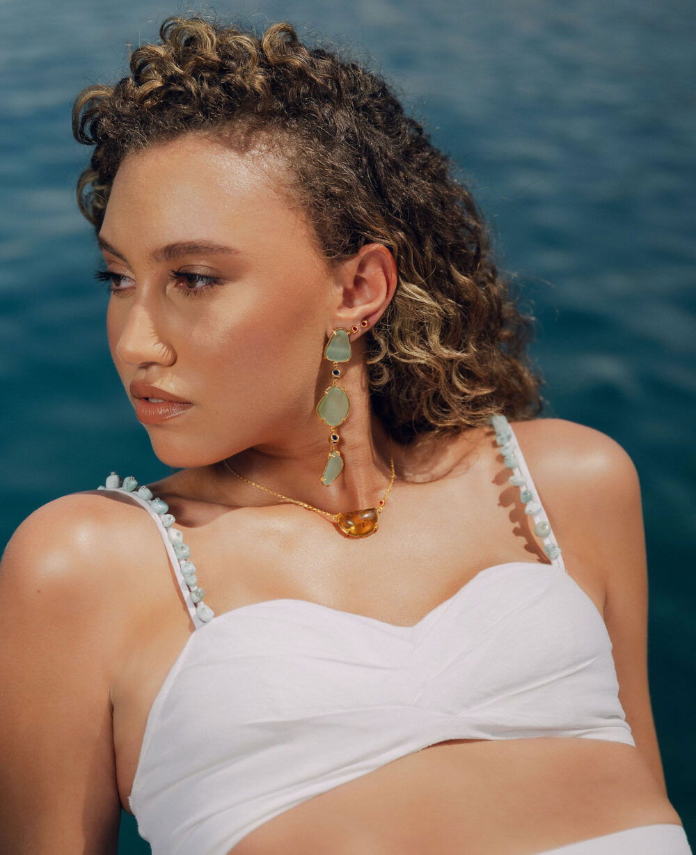 Elegant seaglass earrings with ocean-inspired design, perfect for summer accessories.