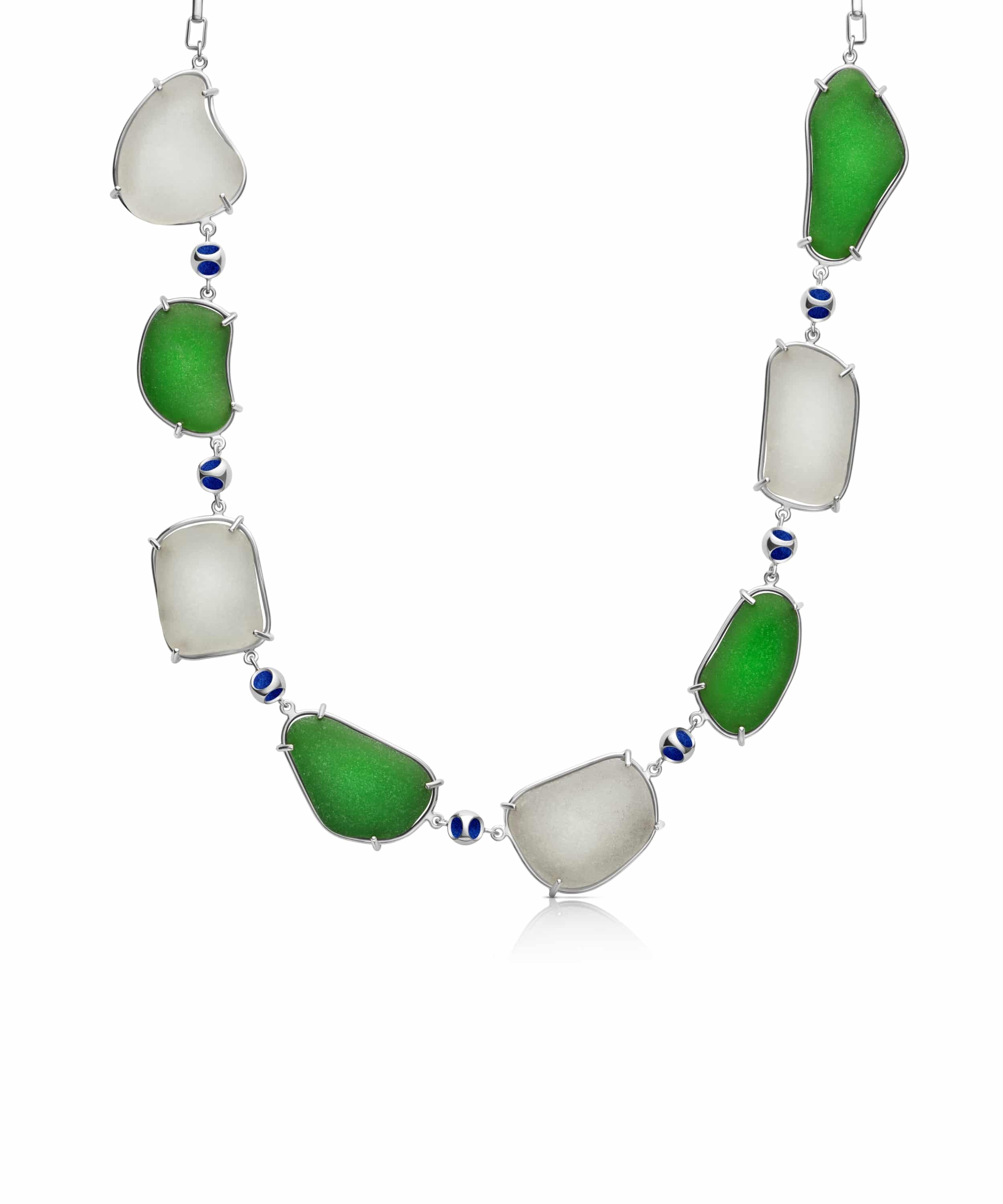MVSG-B2-SEB-Seaglass Depth Choker-Silver Electric Blue Seaglass Depth Choker - Image 1