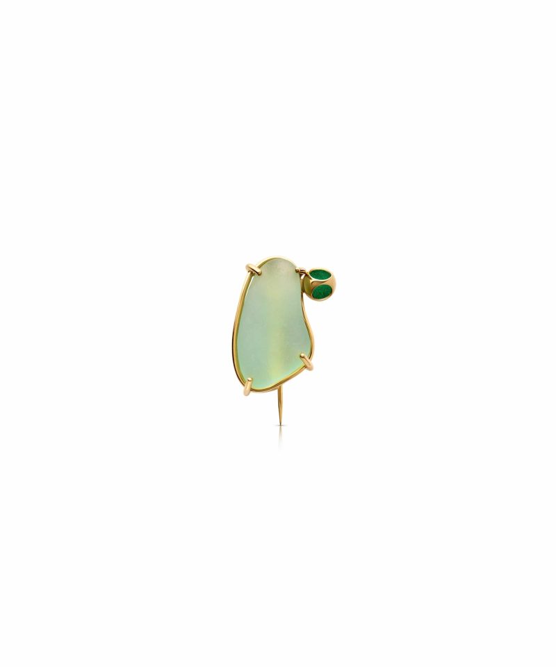 Rise Seaglass Pin in 925 sterling silver with 18k gold plating and Jazzy Green accents
