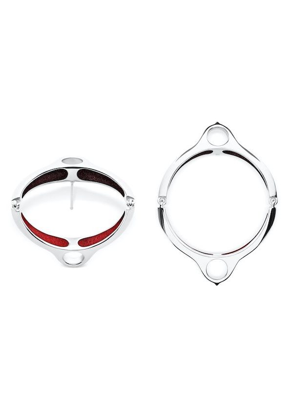 Illumination Earring in 925 sterling silver with platinum plating and burgundy and red microfiber