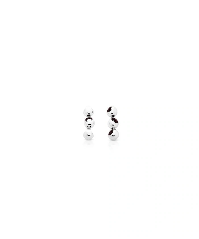 Sterling silver mini dangle earrings with platinum micron plating, Blazing Burgundy accents. Perfect for elegant everyday wear.