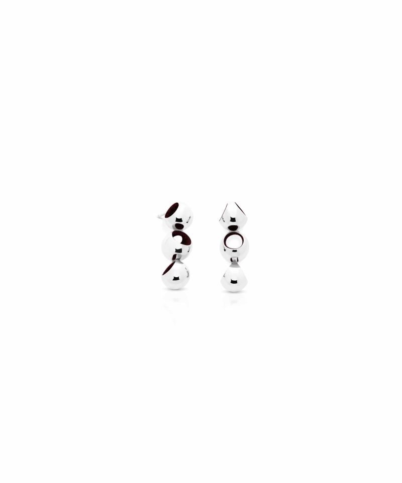 Trinity Dangle Earrings in 925 sterling silver with platinum plating and burgundy microfiber