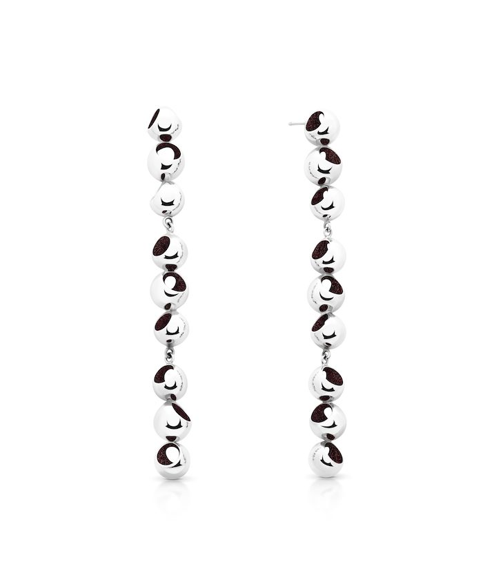 Sterling silver and platinum plated earrings with Burgundy accents, perfect for elegant accessories.