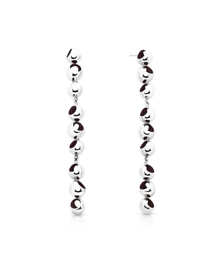Sterling silver and platinum plated earrings with Burgundy accents, perfect for elegant accessories.