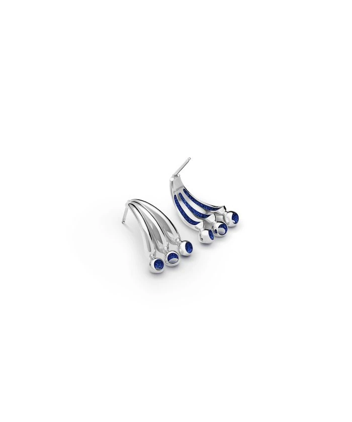 Stylish silver earrings featuring blue stones, perfect fashion jewelry accessory for women.