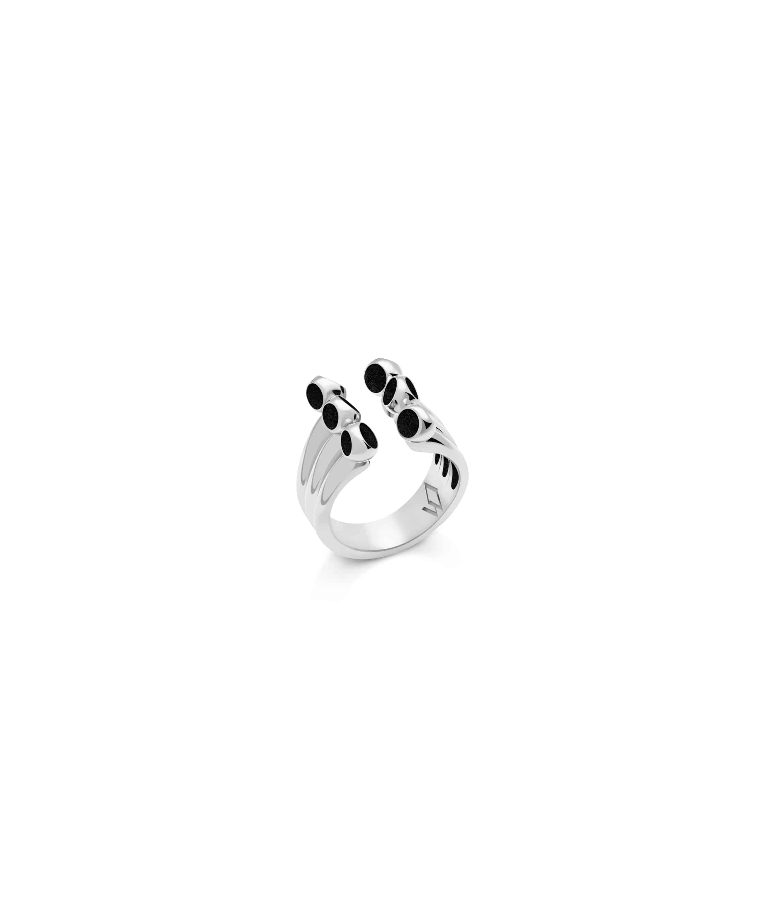 MVYOE-D2-STB-Yoem Twofold Trinity Ring-Silver Throne Black Twofold Trinity Ring - Image 1