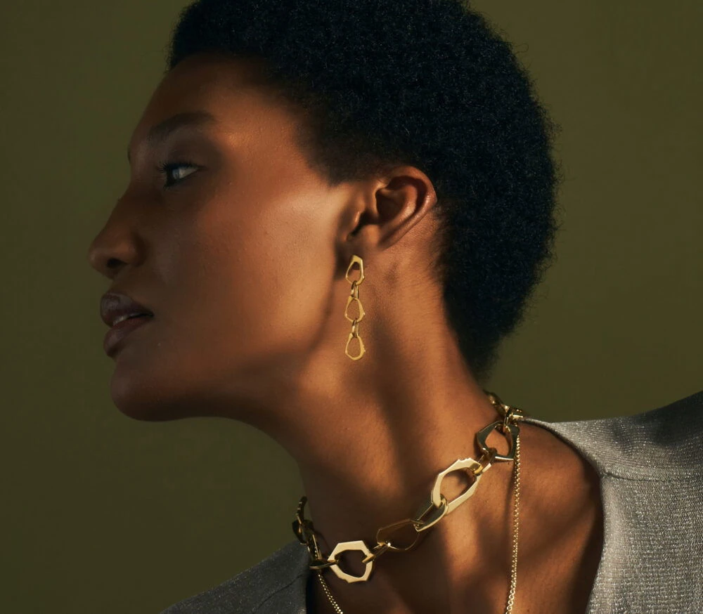 Hair, earrings, and jewelry — perfect for trendsetters. Unique statement earrings add a sophisticated touch to any look.