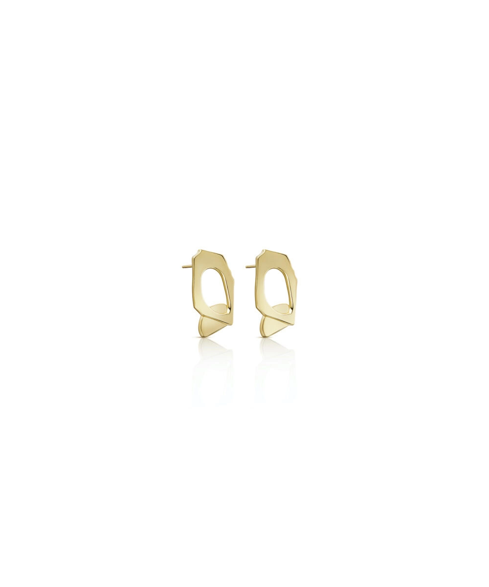 Stylish gold geometric earrings for modern fashion and statement accessories.