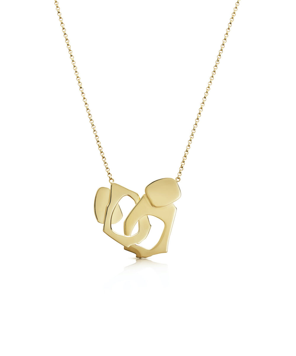 Elegant gold union-shaped necklace with delicate chain, perfect for stylish accessories.