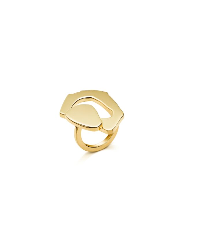 Gold heart-shaped ring, stylish jewelry piece for women, perfect gift for special occasions.