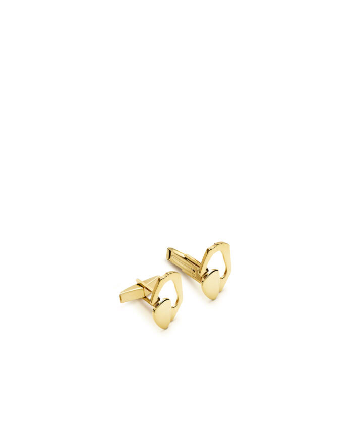 Elegant gold cufflinks for men's formal wear, stylish accessory for suits.