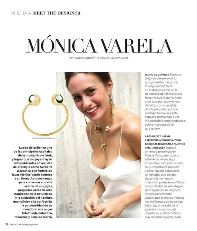 Elegant Monica Varela wearing jewelry in NYC fashion photoshoot.