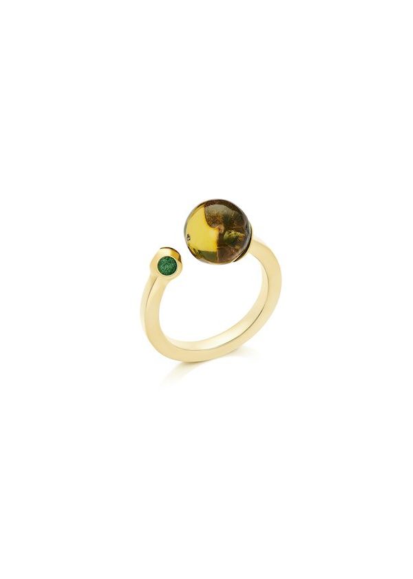 Teeny Amber Ring in 925 sterling silver