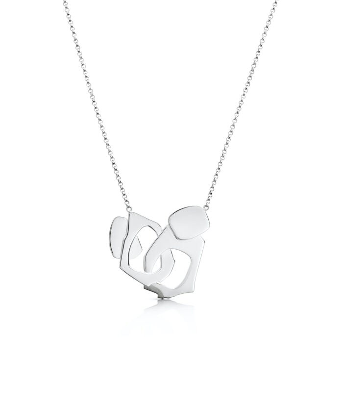 Silver pendant necklace featuring a modern union-inspired design for meaningful jewelry.